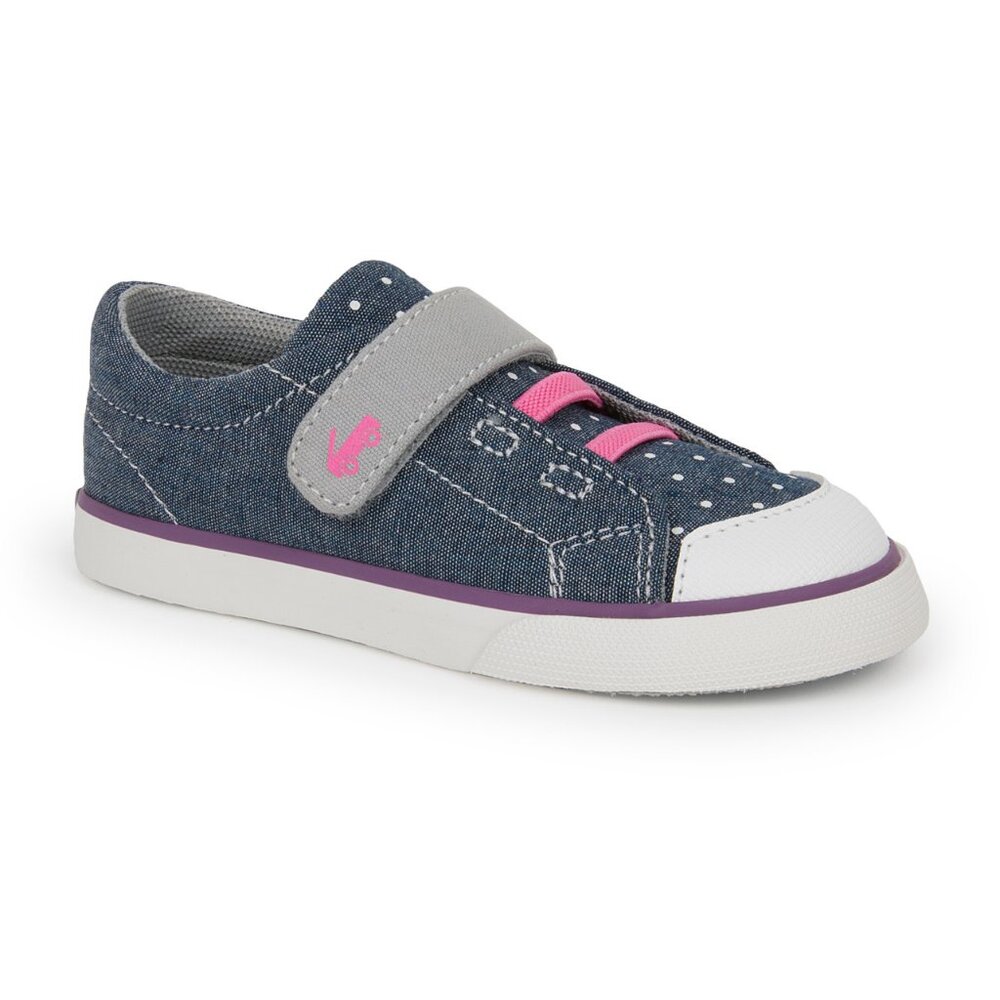See Kai Run Alex Chambray Dot Sneaker Toddler Girl Size 10